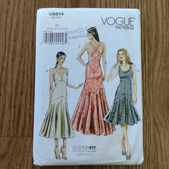 Vogue 8814 Sleeveless Dress Sewing Pattern 6-14 UNCUT - Picture 1 of 15